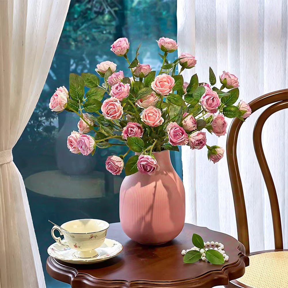 Blush Bubble Rose Cluster Faux Floral Arrangement