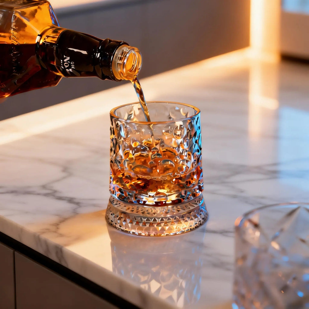 Whiskey Glass — Spinning, Crystal, Elegant, Unique, Modern, Luxury