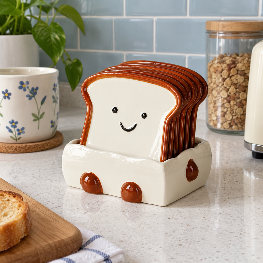 Morning Slice Toast Shaped Snack Plates