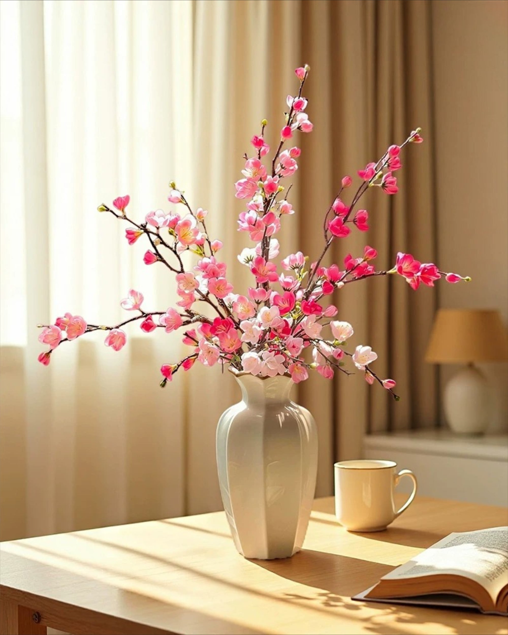 Gradient Cherry Blossom Faux Floral Arrangement