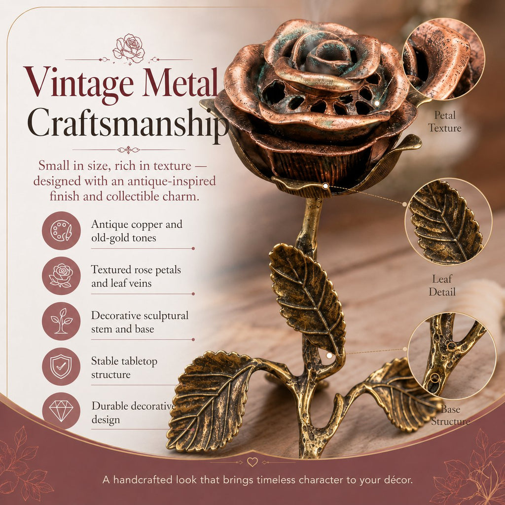 Vintage Rose Incense Burner – A Thoughtful Gift for Meditation & Relaxation Lovers