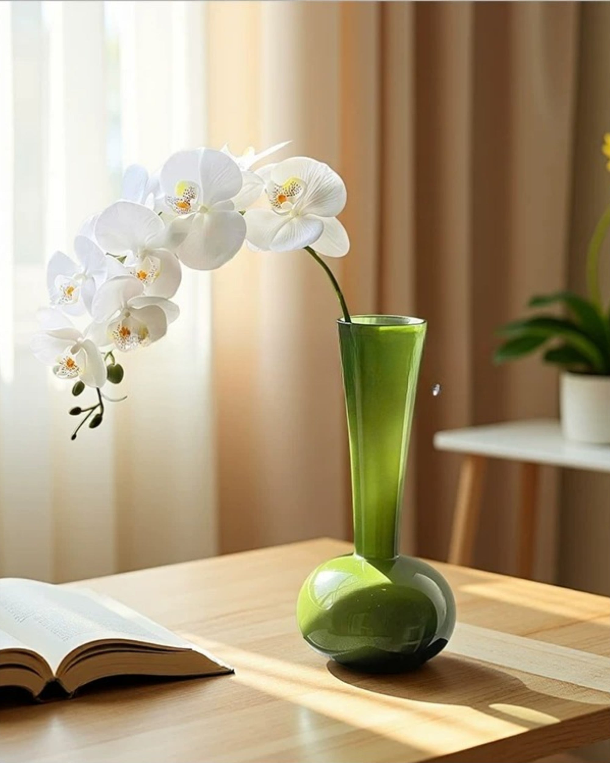 Elegant White Phalaenopsis Faux Orchid Stem