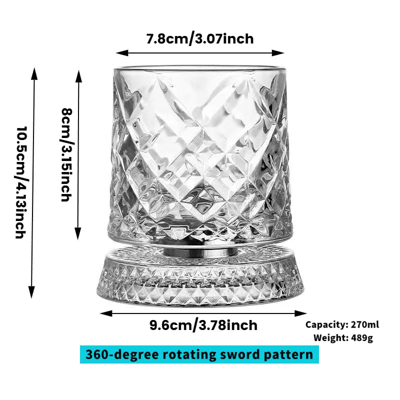 Whiskey Glass — Spinning, Crystal, Elegant, Unique, Modern, Luxury