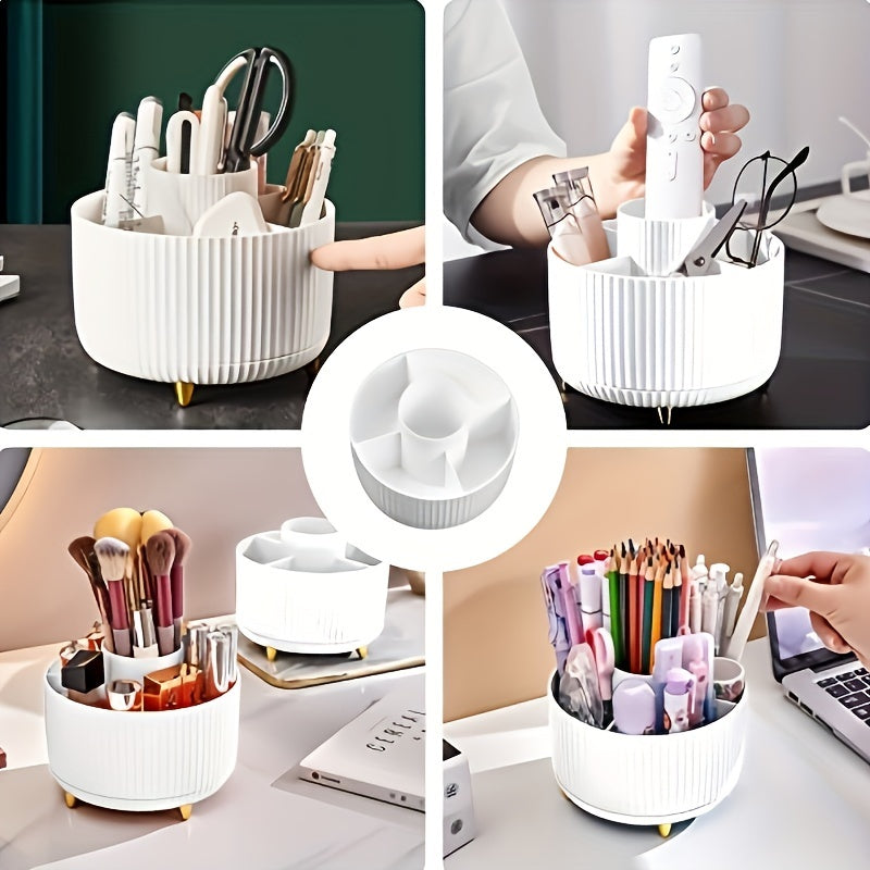 Maetiva | GlamSpin – 360° Rotating Makeup & Desk Organiser with 5 Compartments