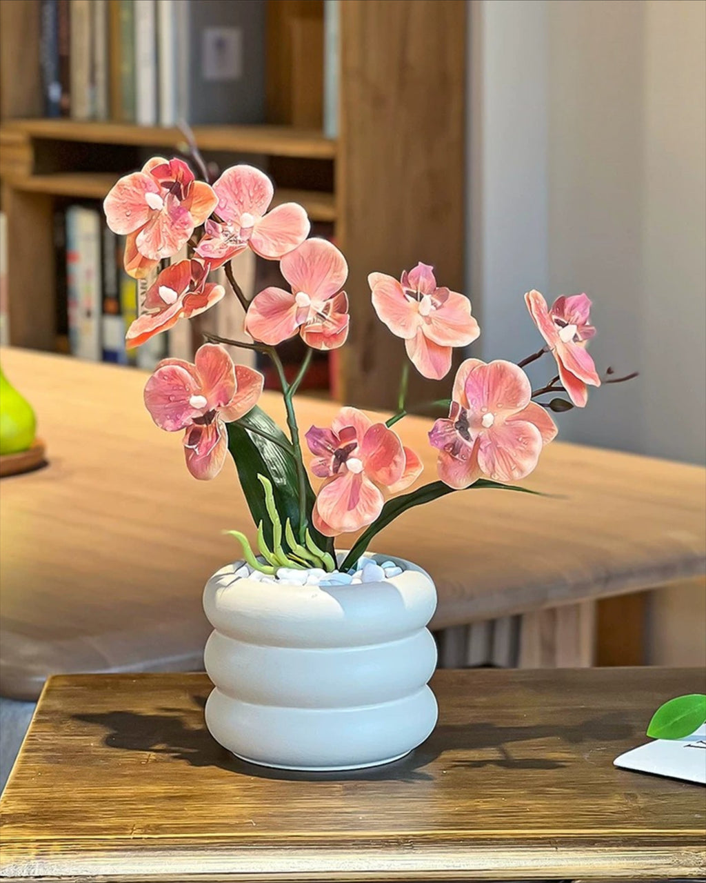 Soft Coral Pink Phalaenopsis Faux Floral Arrangement