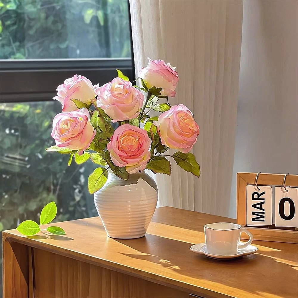 Soft Snow Bloom Faux Floral Arrangement