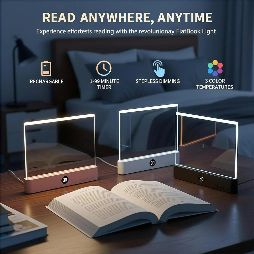 LED Book Reading Light — Portable, Rechargeable, Adjustable Brightness, Clip-On, Eye-Caring, Flexible Neck