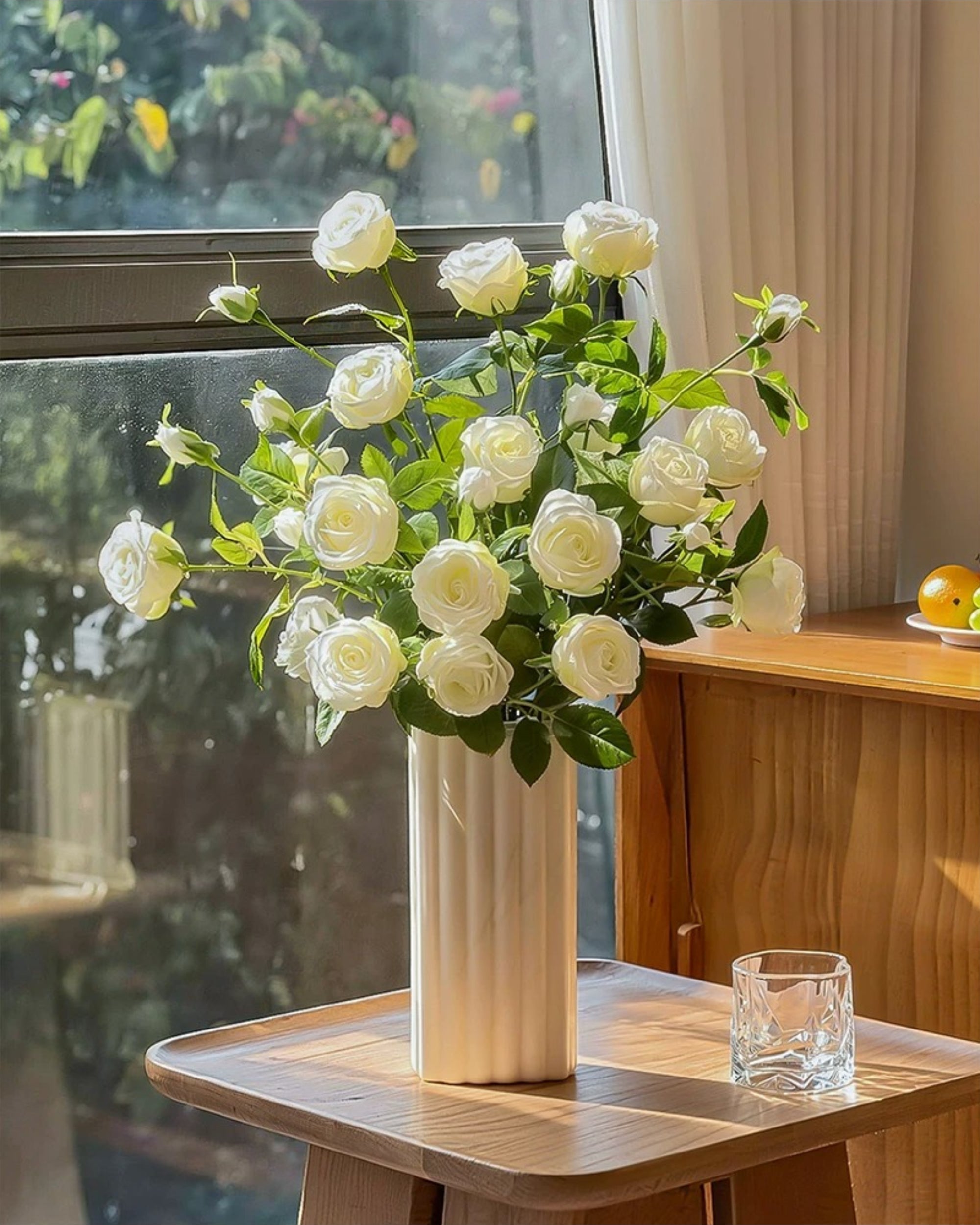 Luxe White Spray Rose Faux Floral Arrangement