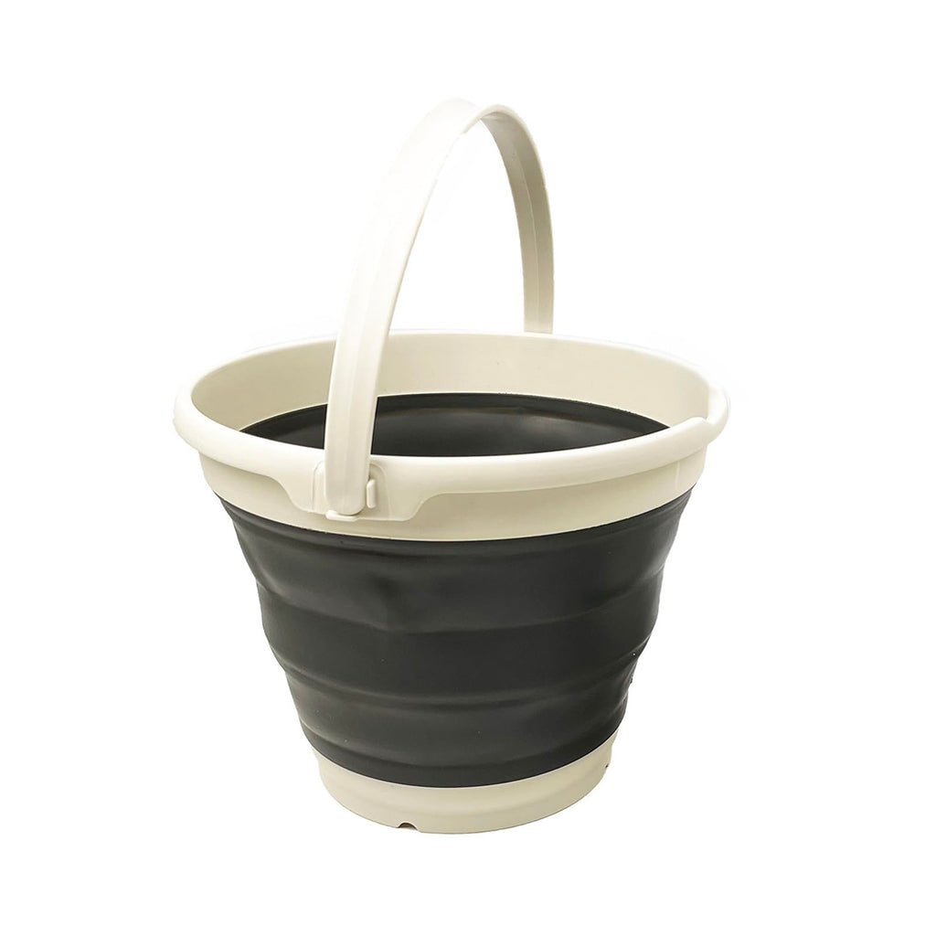 Collapsible Plastic Bucket - Pop up Saving - by Maetiva (Grey/Washed Black, Round, 10L)