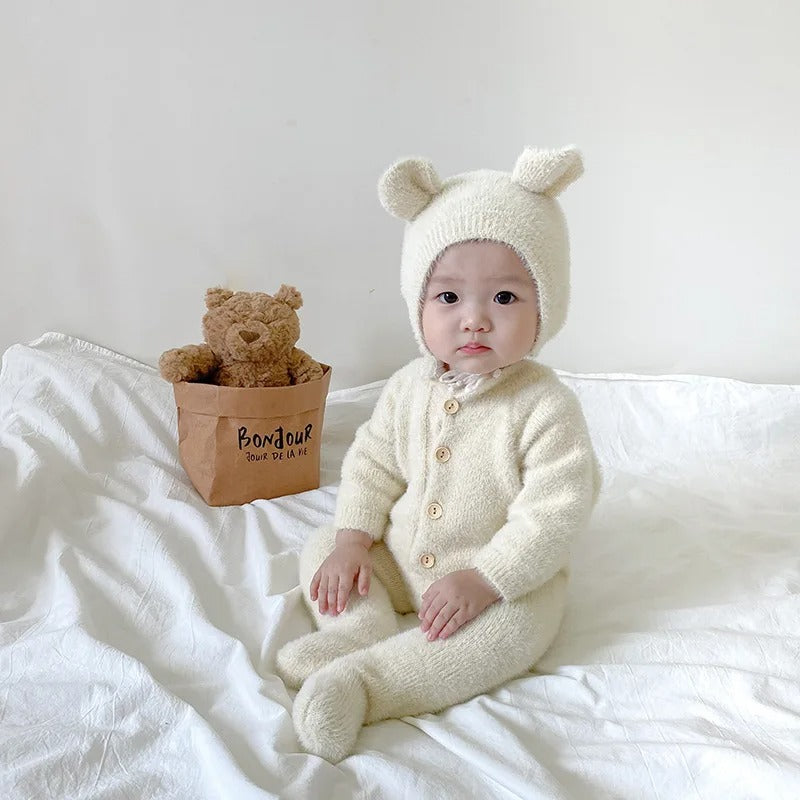 Cozy Bear Plush Newborn Jumpsuit