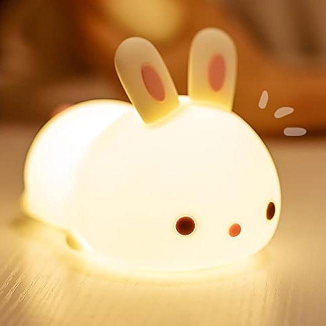 Maetiva® Squishy Silicone Lazy Rabbit LED Night Light - Perfect Gift for Kids and Girls
