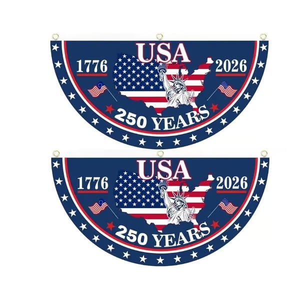 USA 250th Anniversary Flag Half Round Banner