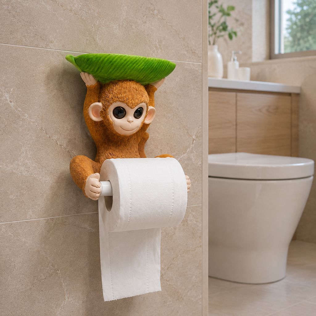 Happy Monkey Resin Toilet Paper Holder