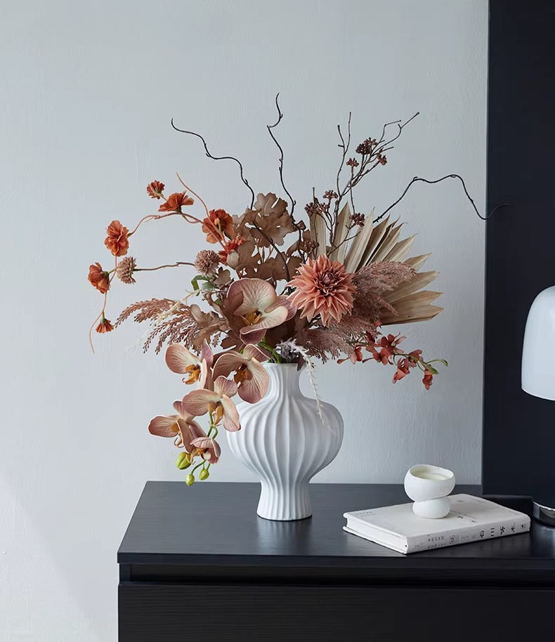 Vintage Terracotta Dried-Floral Faux Floral Arrangement