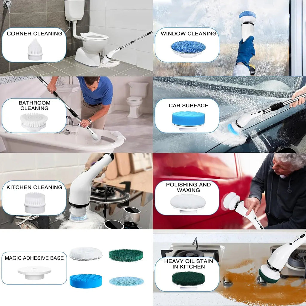 Cordless Electric Spin Scrubber — Rechargeable Power Cleaning, Handheld, Adjustable, Extendable, Multi-Surface