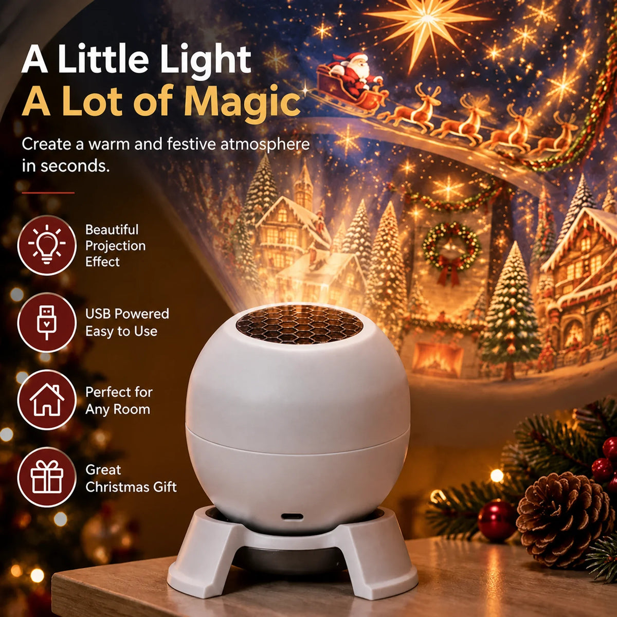 Turn Any Room Into a Christmas Wonderland – Holiday Projection Night Light