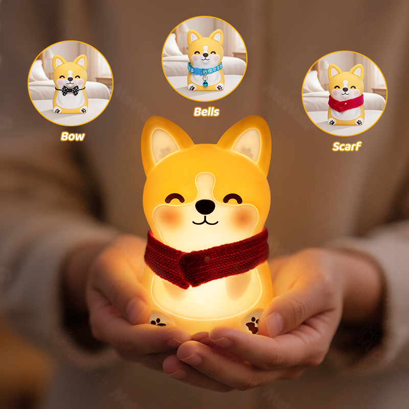 Maetiva® Corgi Puppy Adorable Squishy Silicone  LED Night Light - Perfect Gift for Kids and Girls