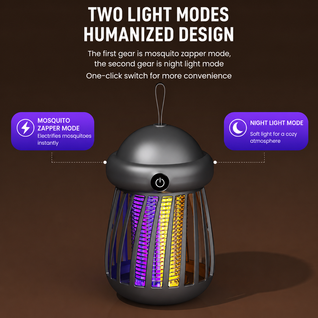 Portable Mosquito Zapper Lamp USB Rechargeable UV Light for Indoor Outdoor Use