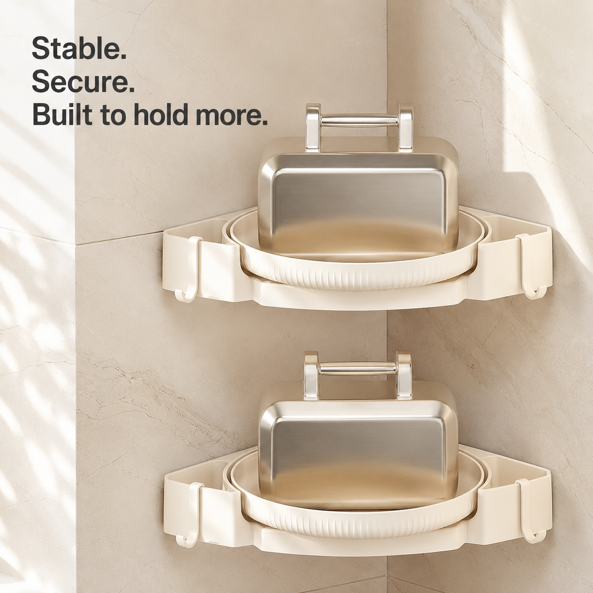Wall-Mounted Pastel Bathroom Corner Storage Shelf