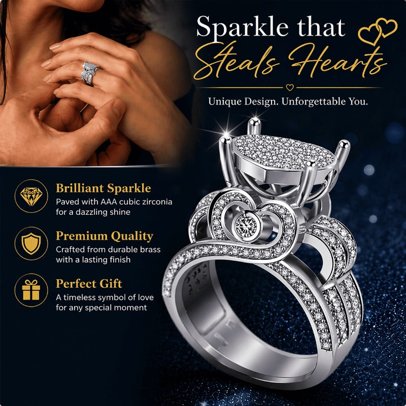 Double Heart Pave Ring