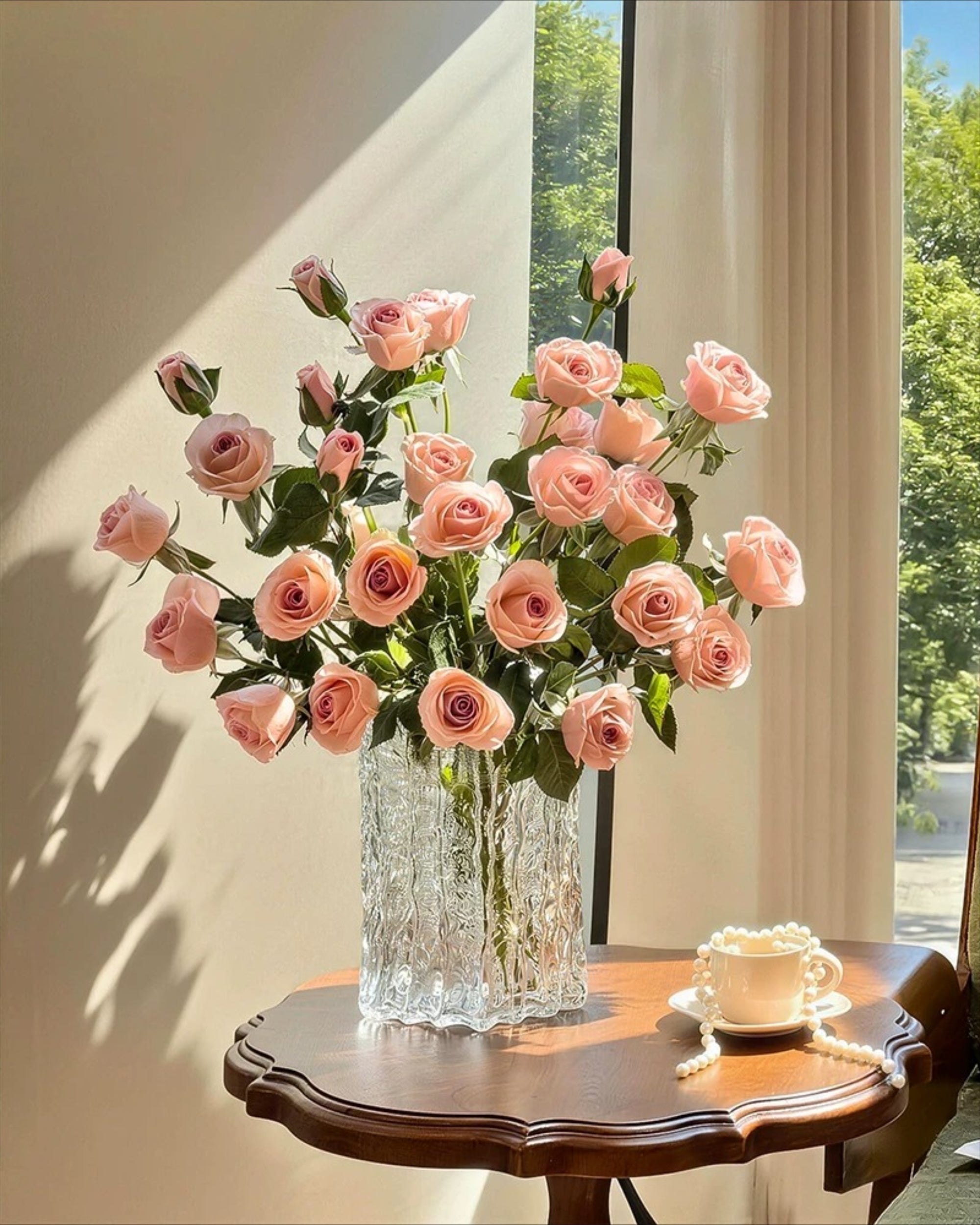 Dusk Blush Rose Faux Floral Arrangement