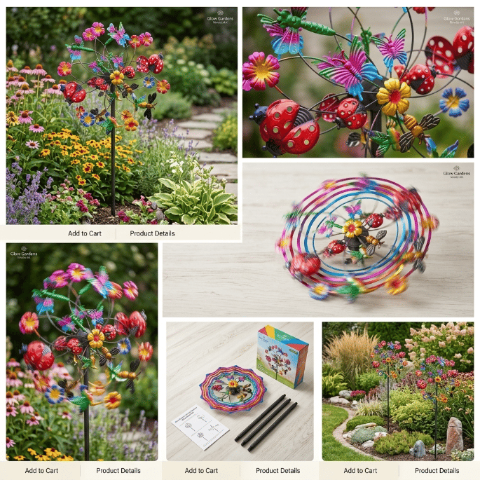 Outdoors Wind Spinners with Decorative Flowers