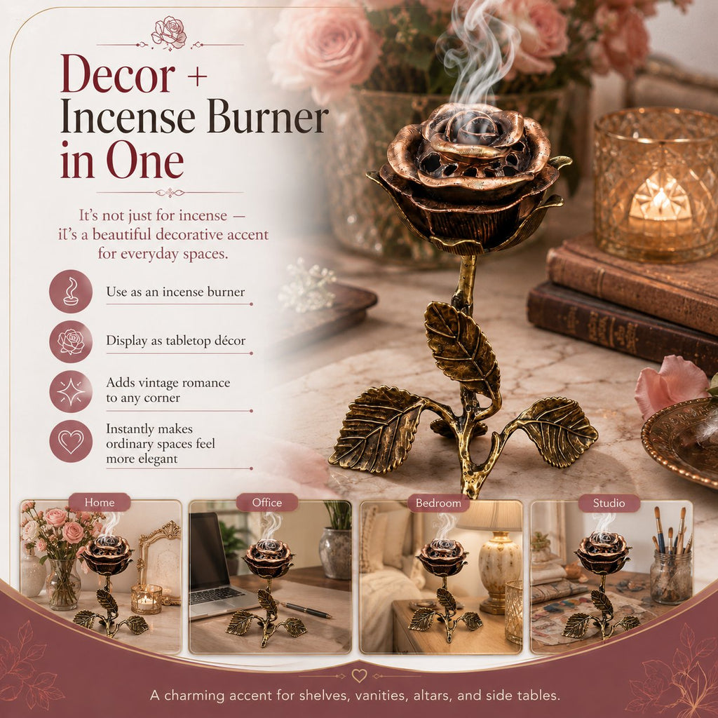 Vintage Rose Incense Burner – A Thoughtful Gift for Meditation & Relaxation Lovers