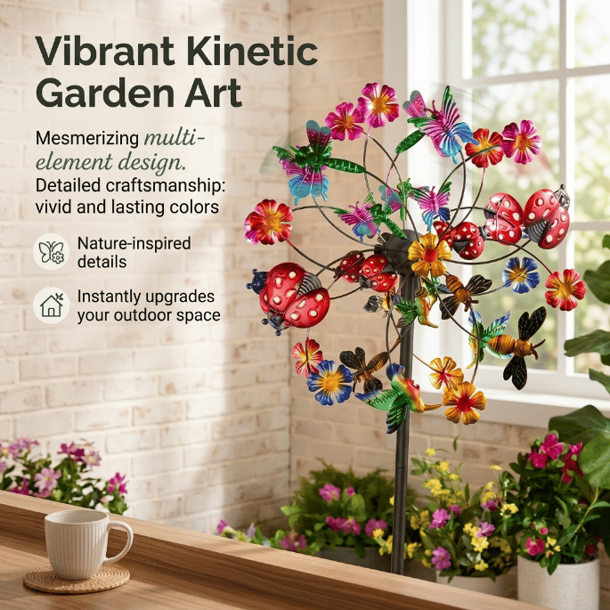 Outdoors Wind Spinners with Decorative Flowers