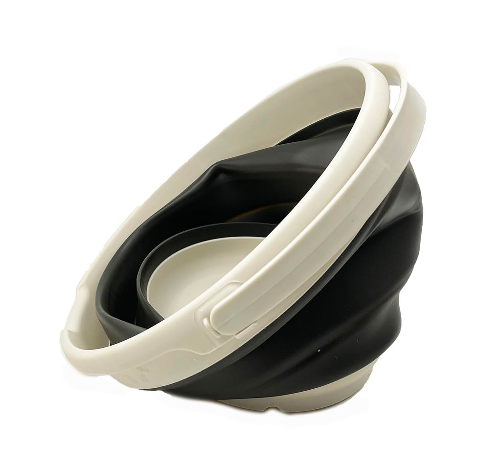 Collapsible Plastic Bucket - Pop up Saving - by Maetiva (Grey/Washed Black, Round, 10L)