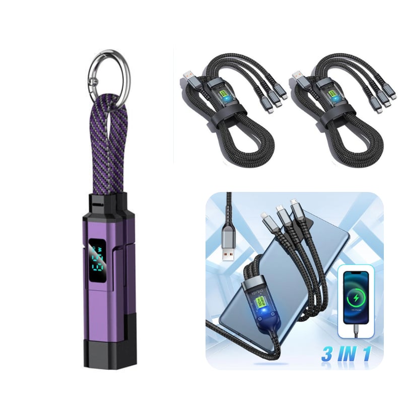 4-in-1 Digital Display Keychain Charging Cable