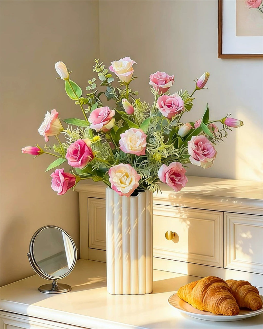 Soft Pink Lisianthus Faux Floral Arrangement
