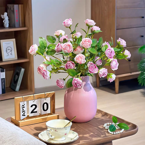 Blush Bubble Rose Cluster Faux Floral Arrangement