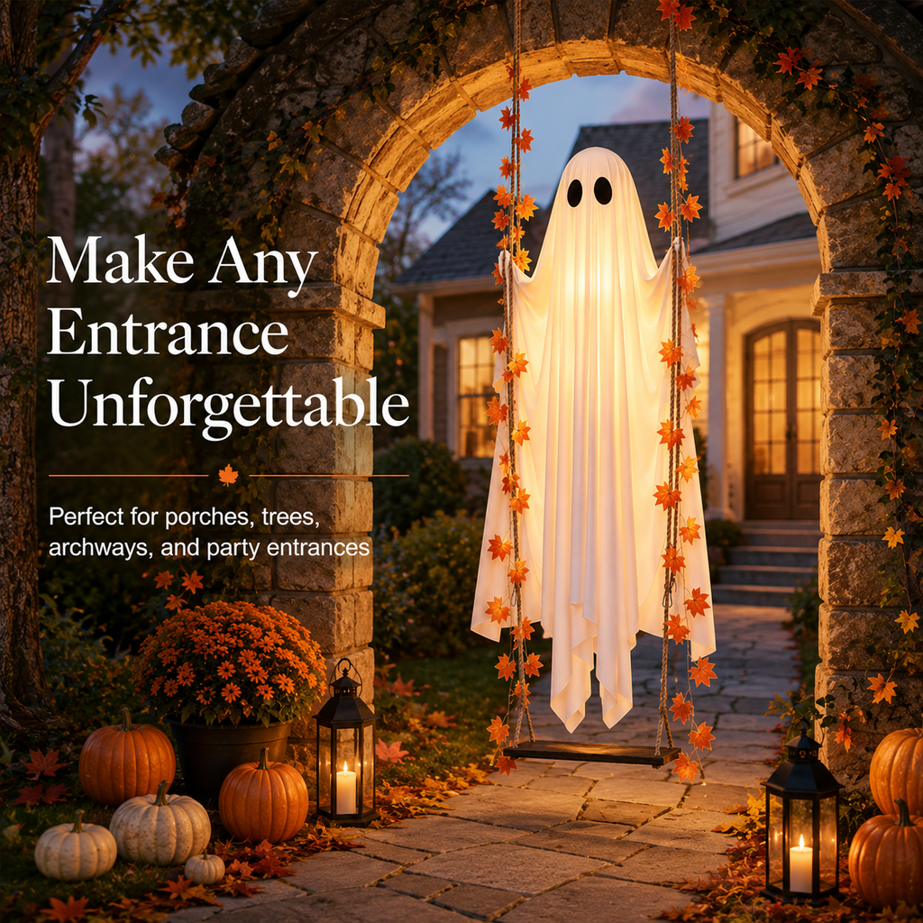 Swinging Ghost – Light-Up Halloween Porch Decor