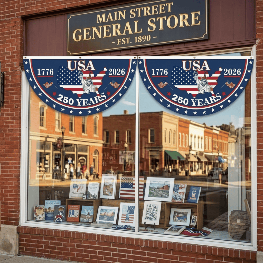 USA 250th Anniversary Flag Half Round Banner