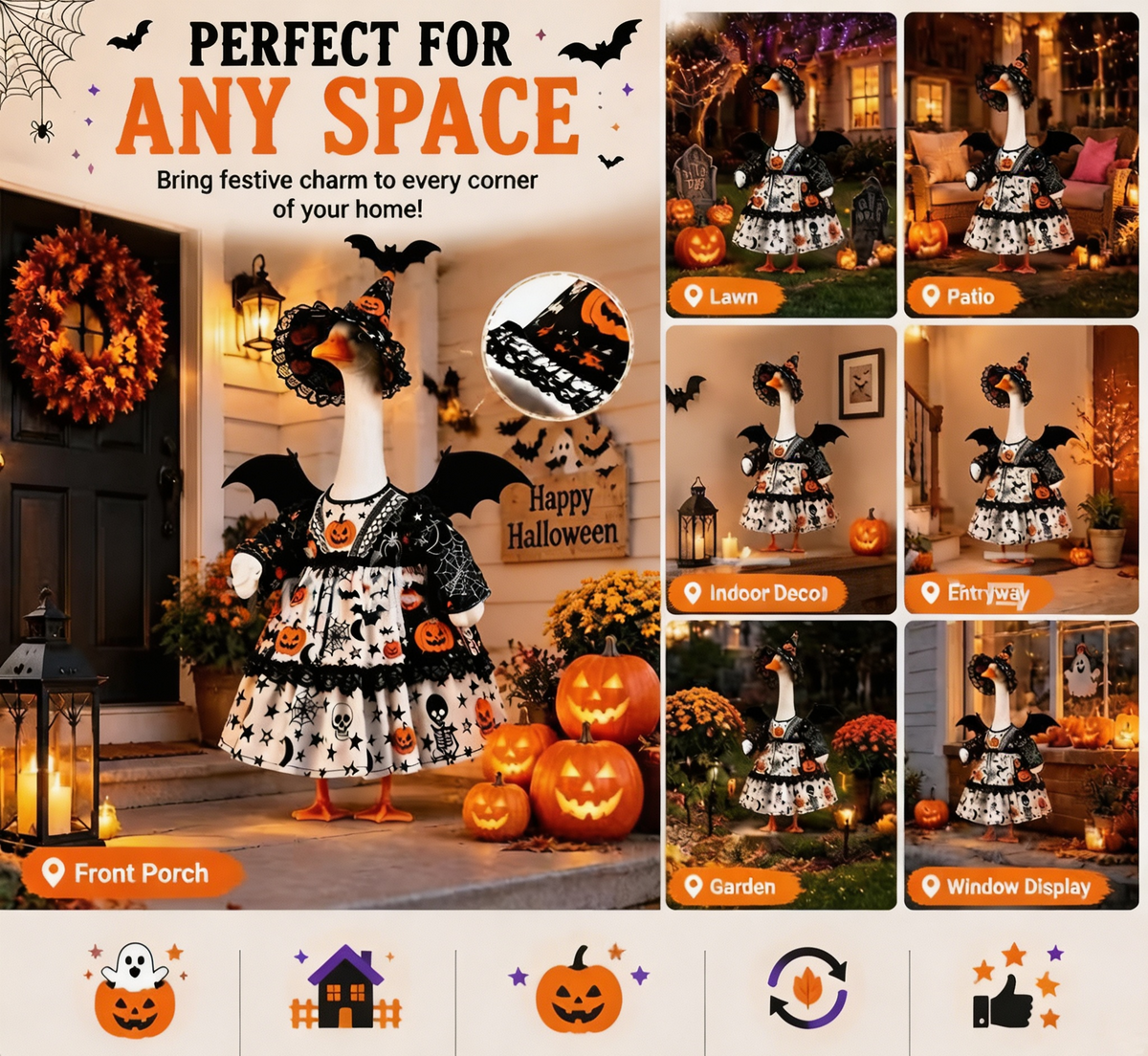Pumpkin Wizard Porch Goose Outfit