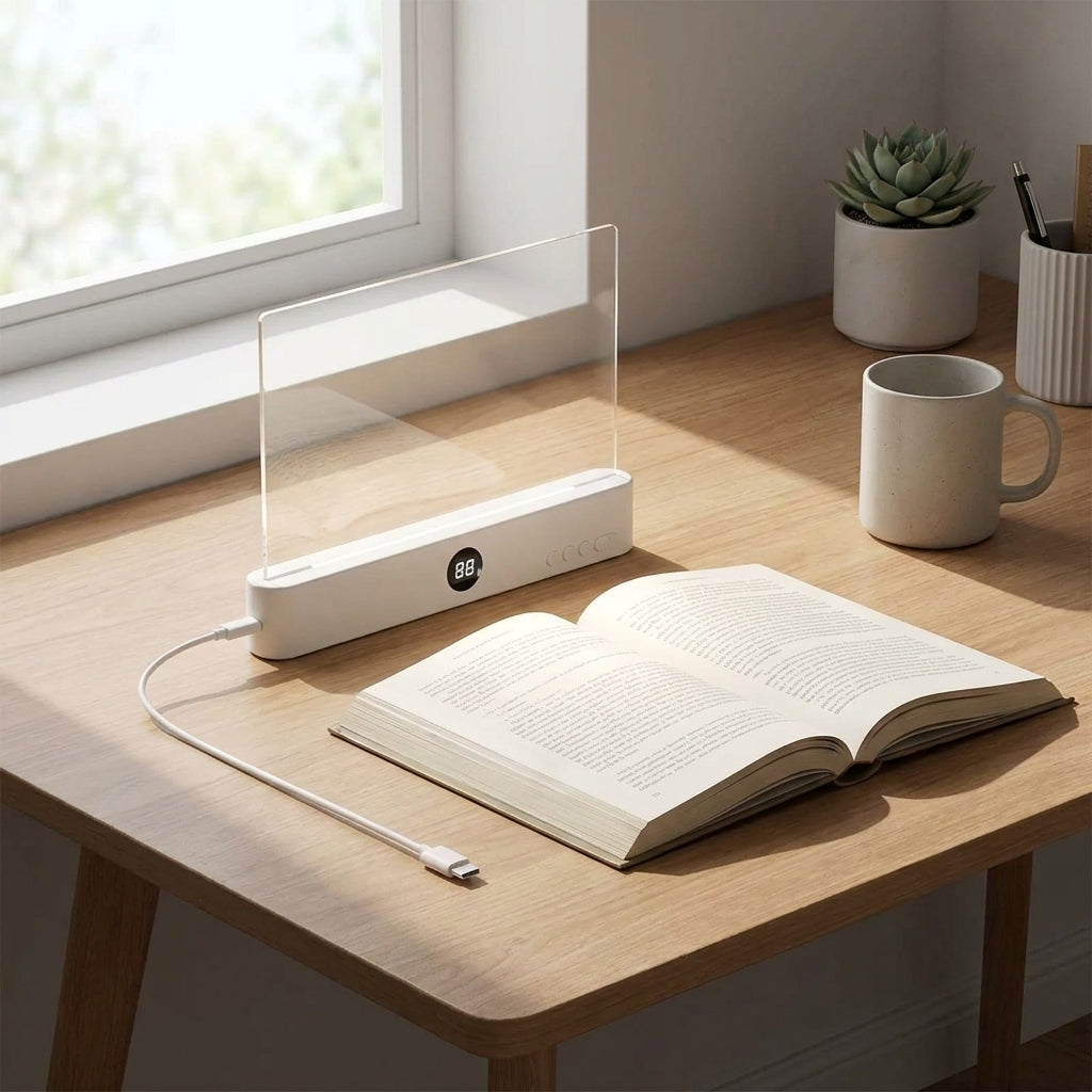 LED Book Reading Light — Portable, Rechargeable, Adjustable Brightness, Clip-On, Eye-Caring, Flexible Neck