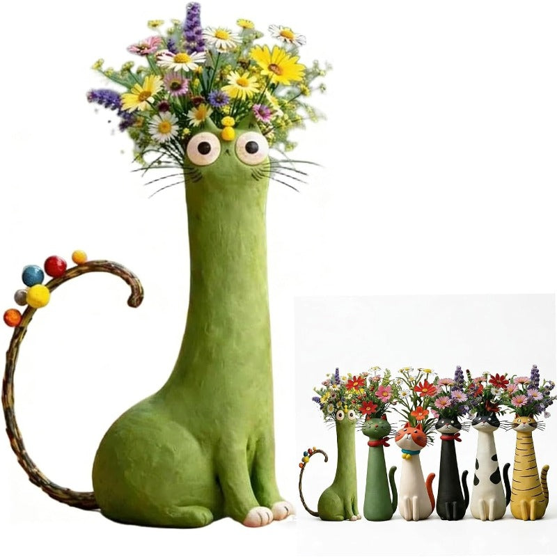 Whimsical Cat Bud Vase