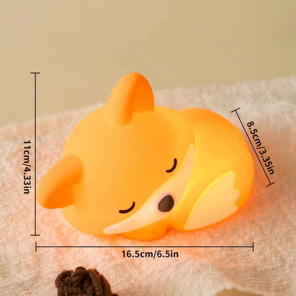 Maetiva® Fox Night Light with Curled Tail Silicone Squishy Animal Design Lamp Perfect Gift