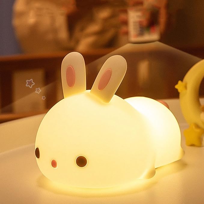 Maetiva® Squishy Silicone Lazy Rabbit LED Night Light - Perfect Gift for Kids and Girls