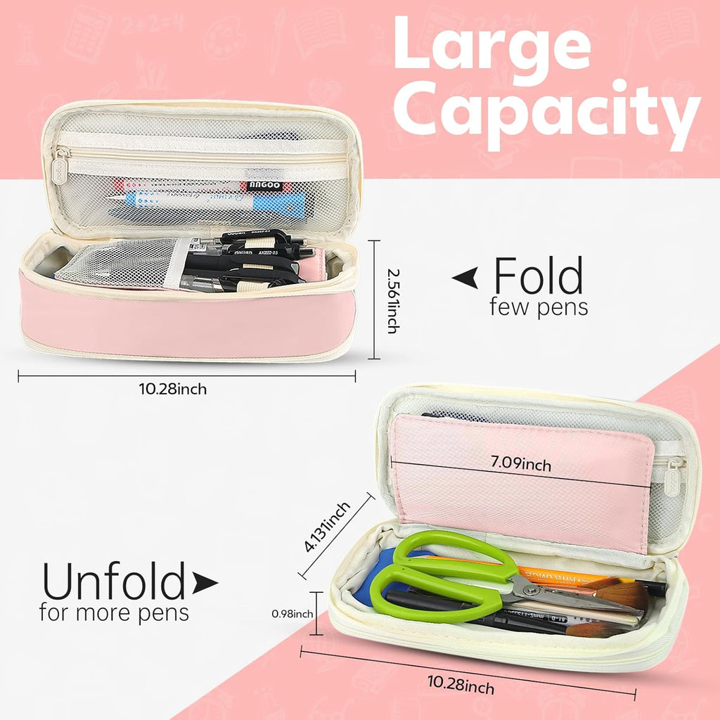 Large Capacity Double-Layer Macaron Stationery Box