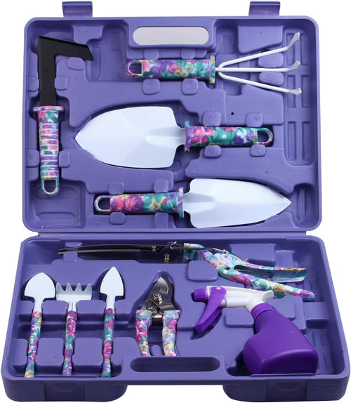 10-Piece Garden Tool Set – Gardening Hand Tools with Pruner, Trowel, Rake & Carry Case