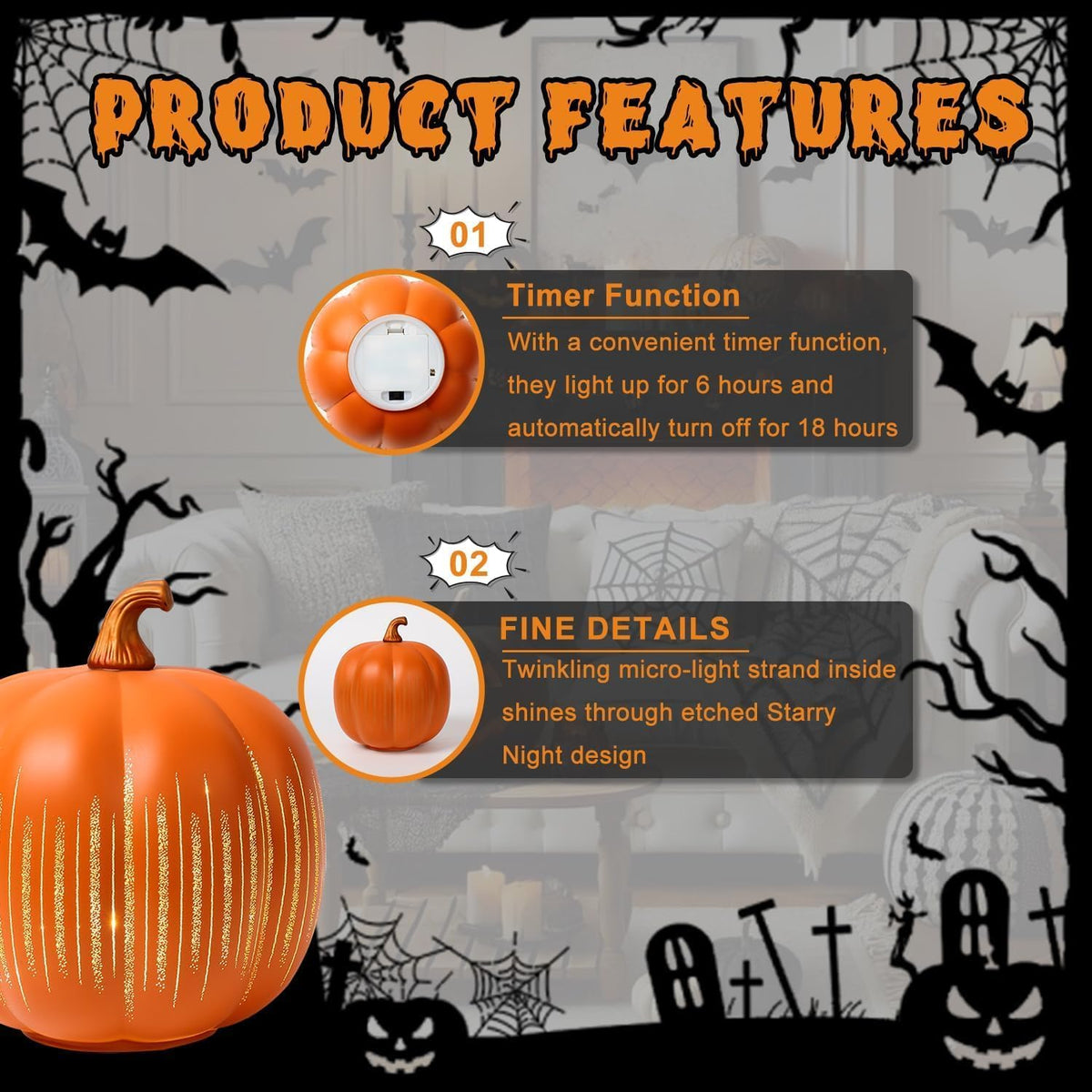 Halloween Pumpkins Twinkle Lamp