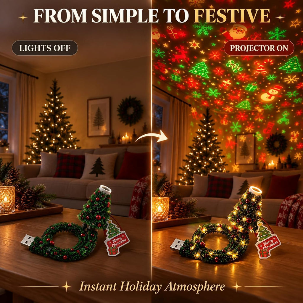 HD USB Christmas Tree Projector Light