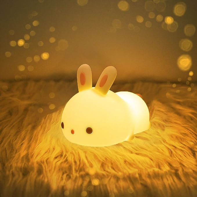 Maetiva® Squishy Silicone Lazy Rabbit LED Night Light - Perfect Gift for Kids and Girls