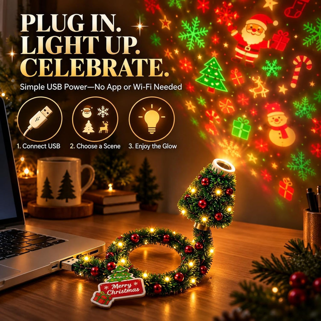 HD USB Christmas Tree Projector Light
