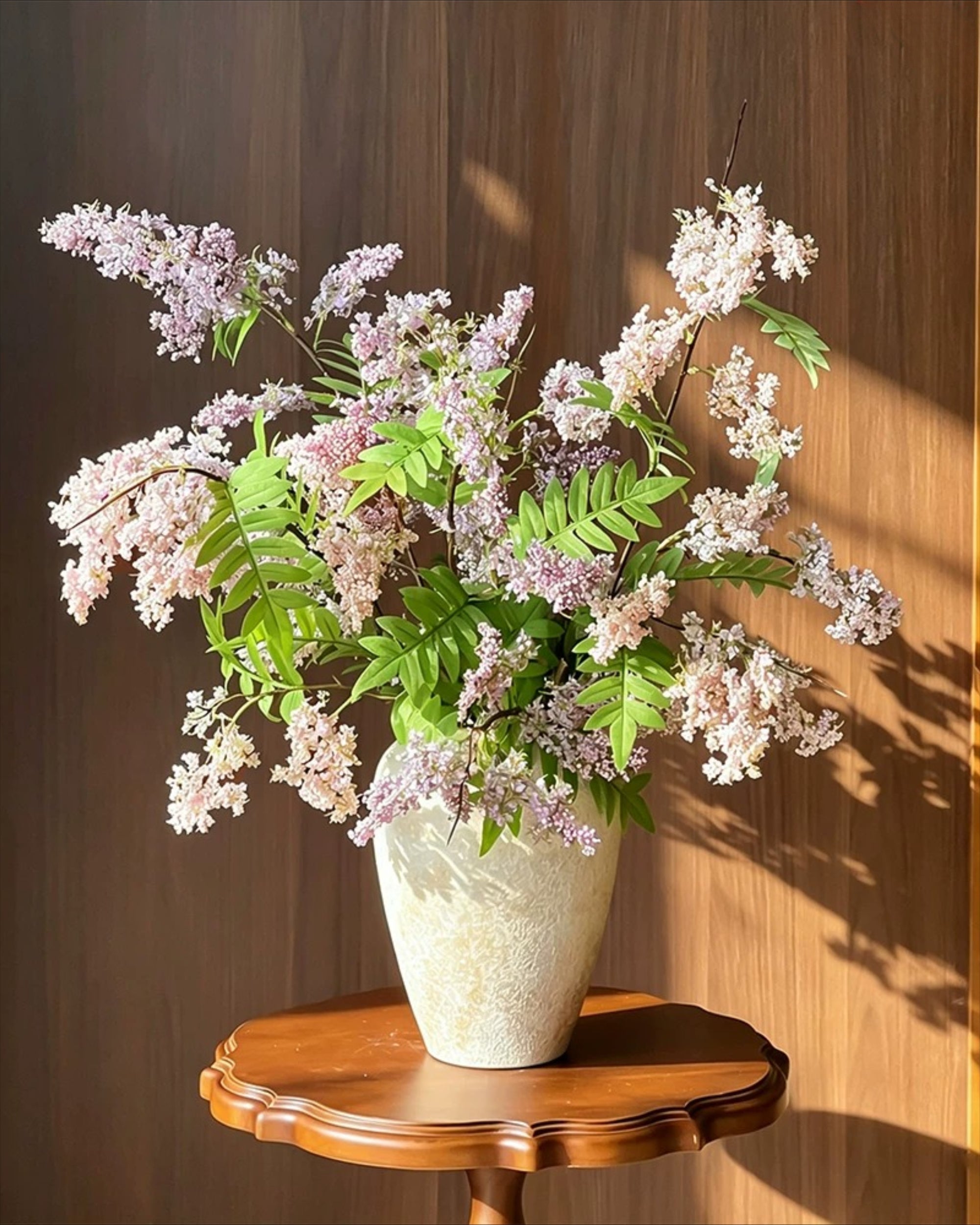 Dusty Lavender Lilac & Fern Faux Floral Arrangement