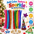 200pcs Mixed Color Glitter Pipe Cleaners For DIY Crafts