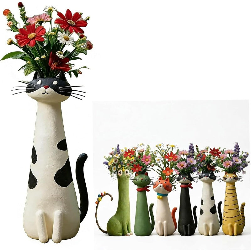 Whimsical Cat Bud Vase