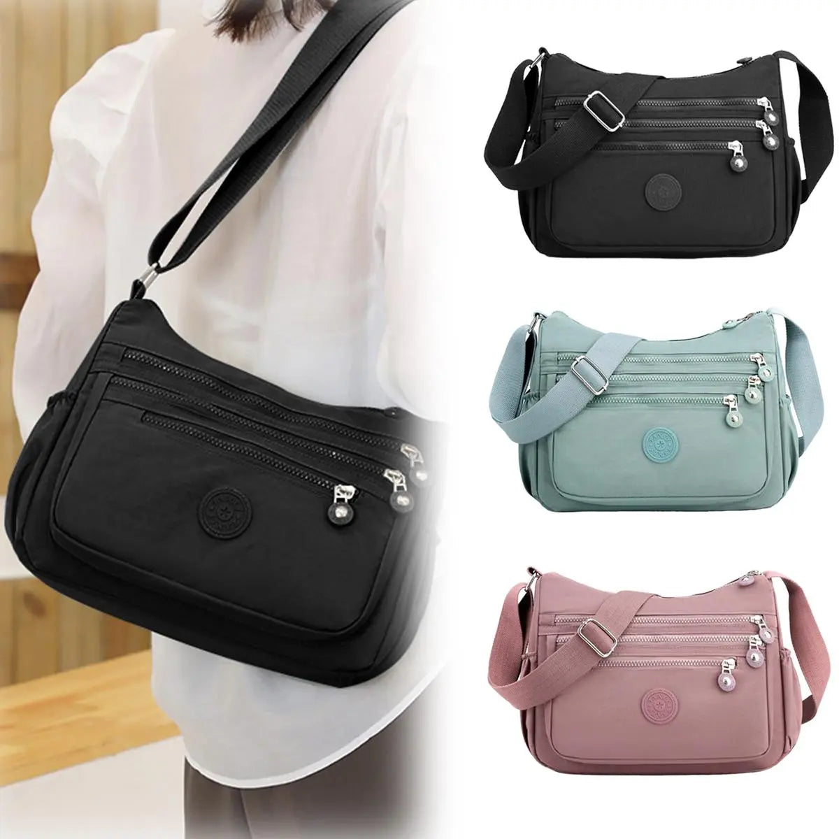 Nylon Crossbody Bag — Lightweight, Adjustable Strap, Water-Resistant, Everyday Carry, Travel Friendly, Secure Zipper