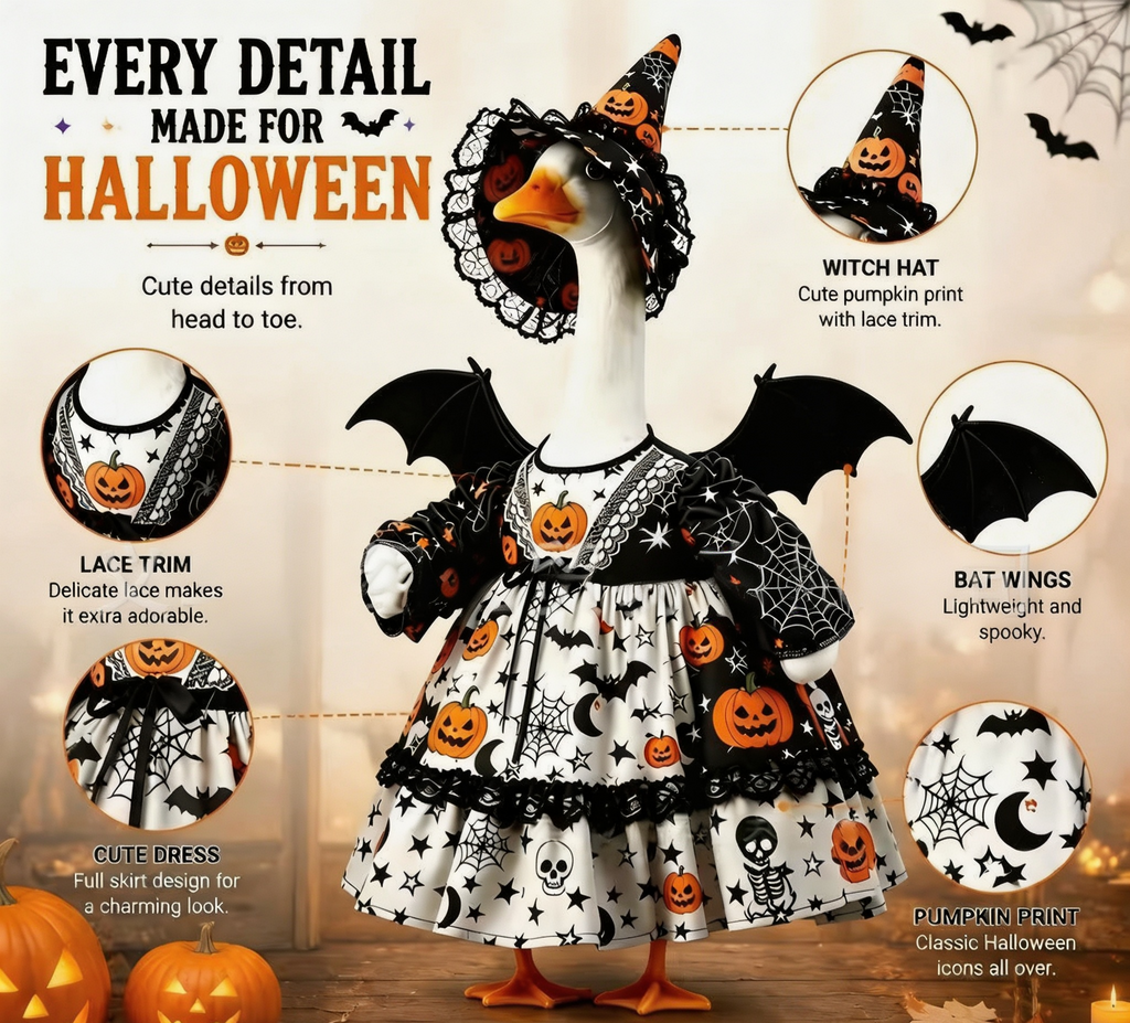 Pumpkin Wizard Porch Goose Outfit